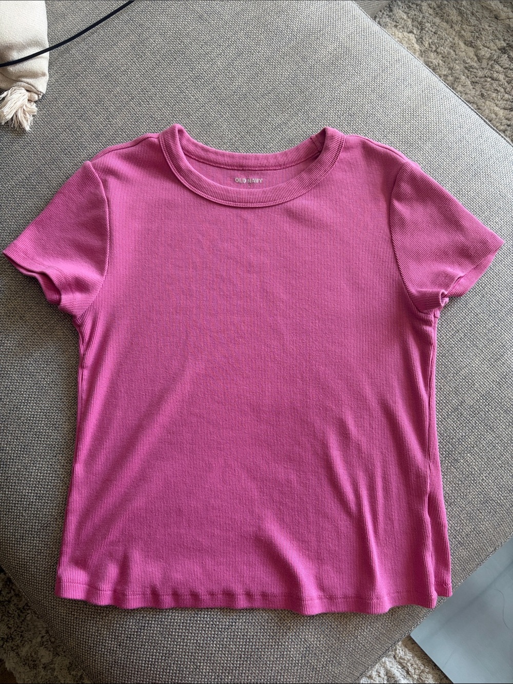 Old Navy Bright pink Zinnia Ribbed Short Sleeve Tee